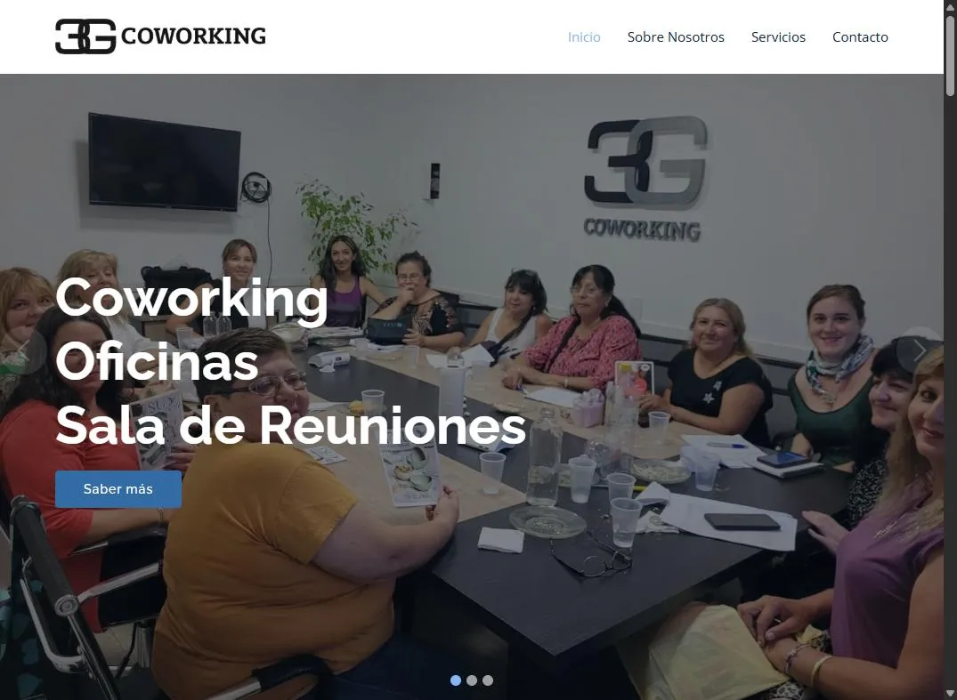 Captura del sitio 3G Coworking